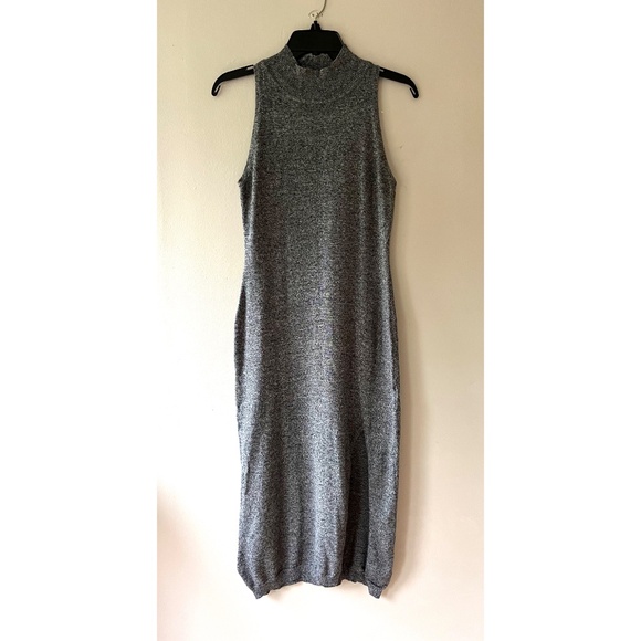 REVOLVE Sz M MINKPINK Gray Cotton Tank Rib Knit Maxi Dress Stretch Pullover - Picture 2 of 9